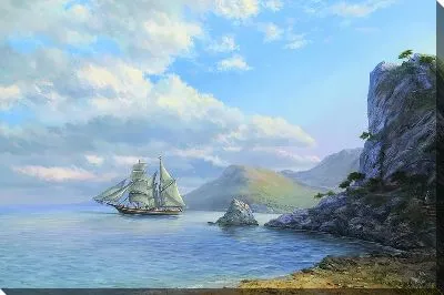 Картина маслом Парусник в море №651