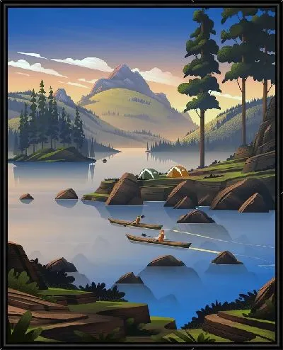 Картина Гребля на каноэ