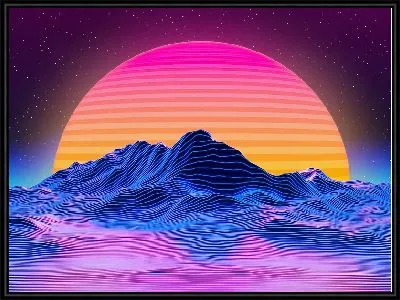Неоновое Солнце и горы