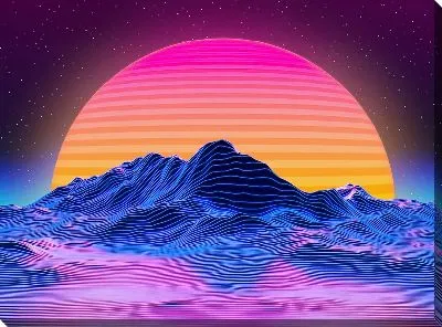 Неоновое Солнце и горы