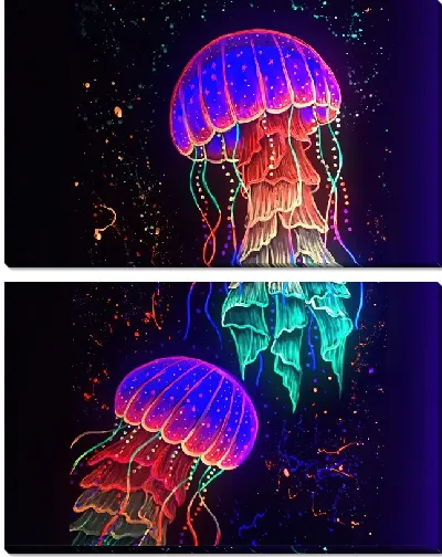 Модульная картина Неоновые медузы