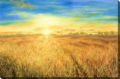 Картина маслом Яркое Солнце в поле
