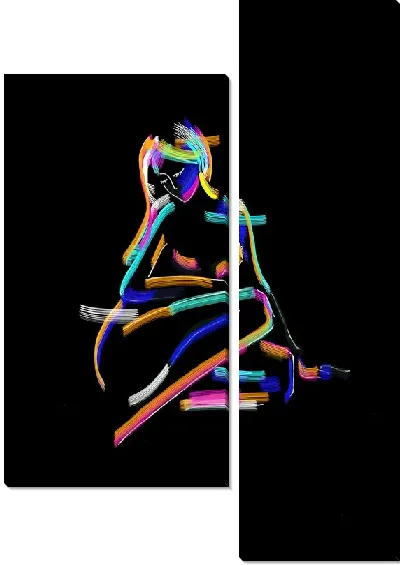 Модульная картина Девушка в стиле неон