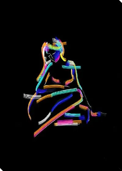 Картина маслом Девушка в стиле неон