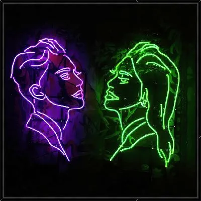 Парень и девушка в стиле неон