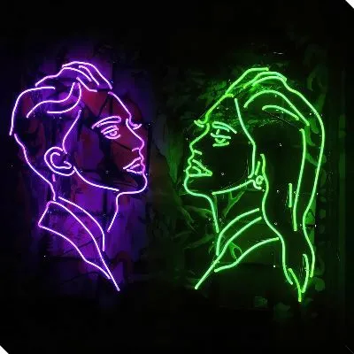 Парень и девушка в стиле неон
