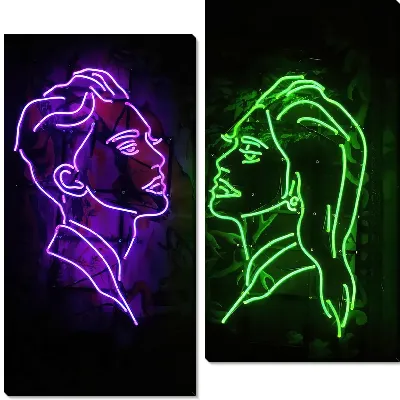 Парень и девушка в стиле неон