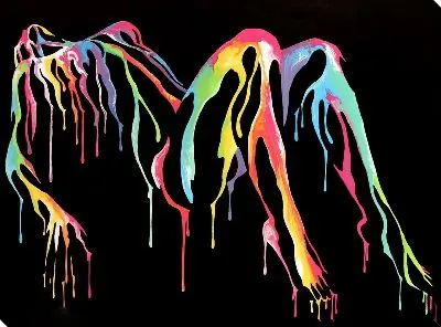 Картина маслом Женский силуэт с подтеками краски