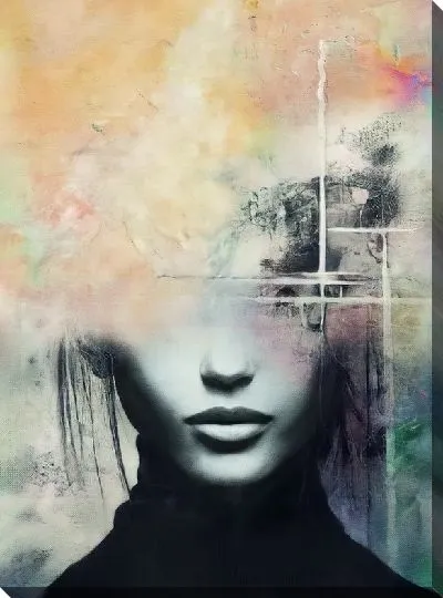 Картина маслом Арт композиция с частью лица