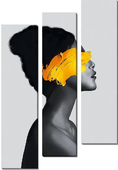 Модульная картина Желтые мазок краски на лице