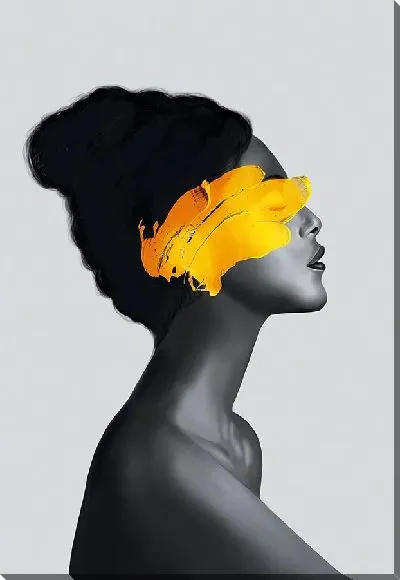 Постер Желтые мазок краски на лице