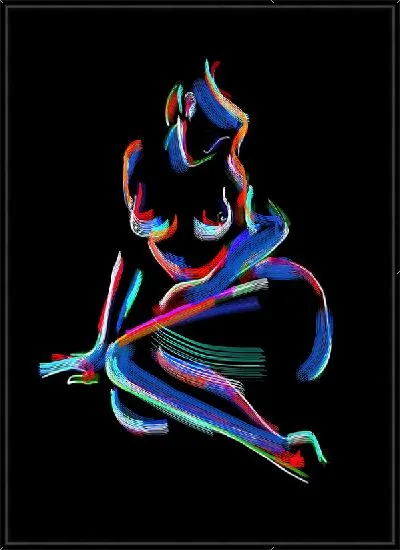 Картина Неоновая женщина на черном фоне