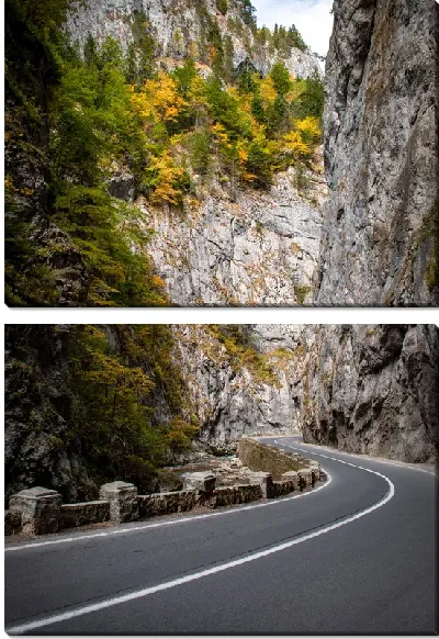 Модульная картина Трасса в ущелье