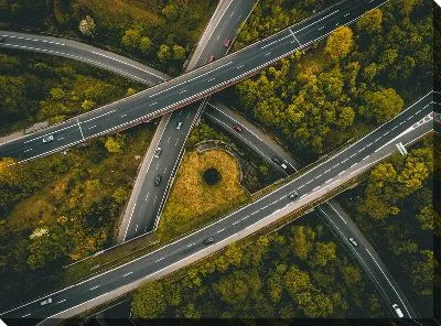 Постер Автомобильная развязка - вид сверху