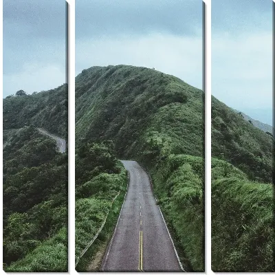 Модульная картина Трасса и зеленые горы