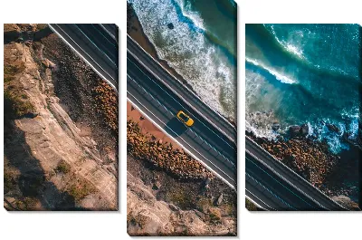 Модульная картина Авто на трассе у воды