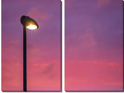 Модульная картина Фонарь на фоне красивого заката