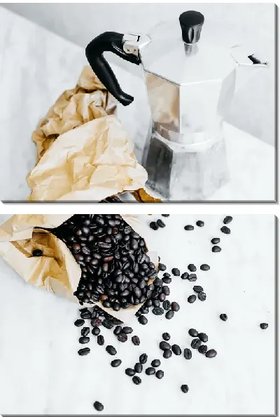 Модульная картина Зерна и кофейник