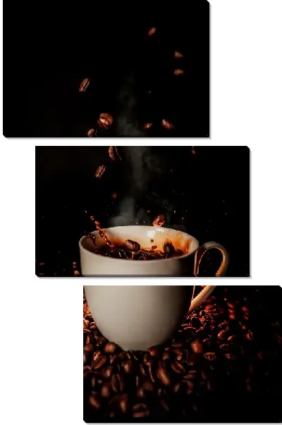 Модульная картина Горячий кофе с зернами