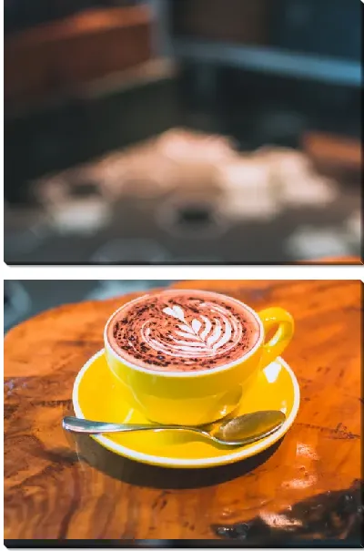 Модульная картина Кофе в желтой чашке