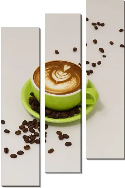 Модульная картина Кофе в зеленой чашке