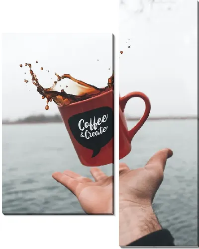 Модульная картина Кружка с кофе на ладони