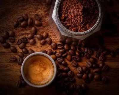 Плакат Композиция с кофе и зернами