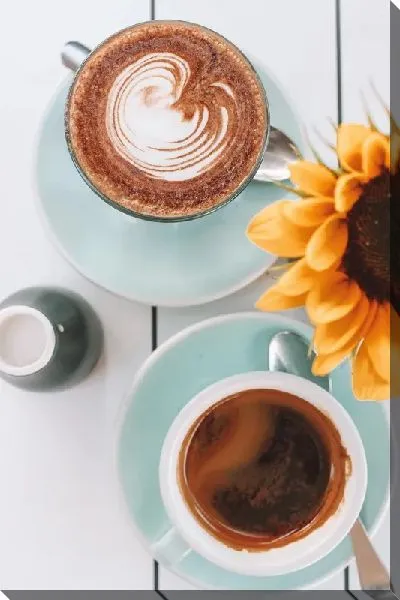 Постер Чашки кофе и подсолнух