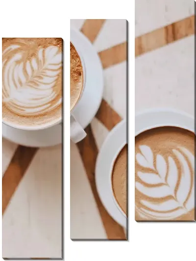Модульная картина 2 чашки кофе с узорами