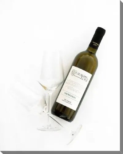 Постер Пустой бокал и бутылка вина