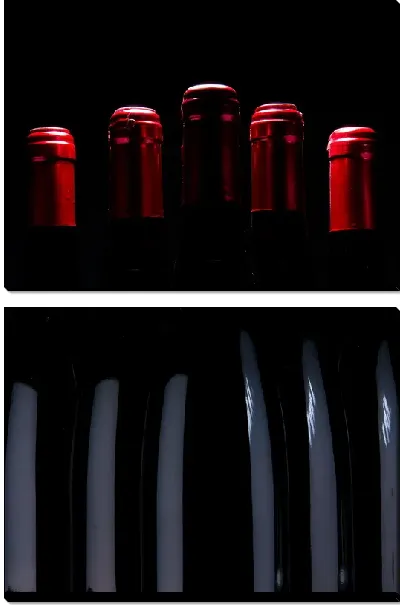 Модульная картина 5 бутылок вина