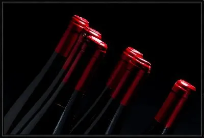 Картина Бутылки вина с красными крышками