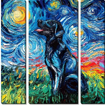Модульная картина Лабрадор ретривер и звездная ночь №1