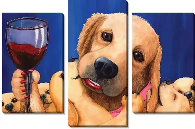 Модульная картина Лабрадор ретривер и бокал вина №20