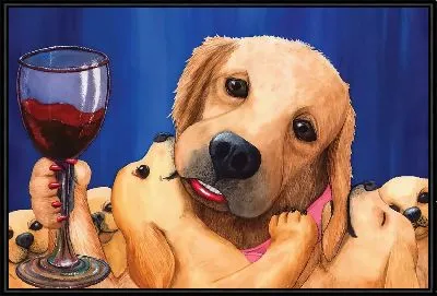 Лабрадор ретривер и бокал вина №20