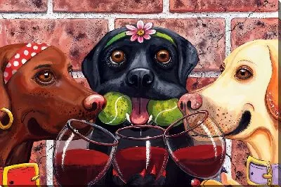 Лабрадоры ретриверы с бокалами вина