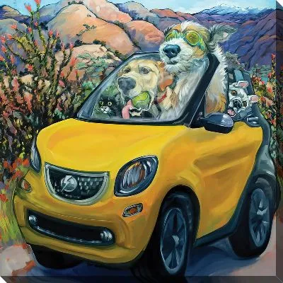 Собаки в машине путешествуют