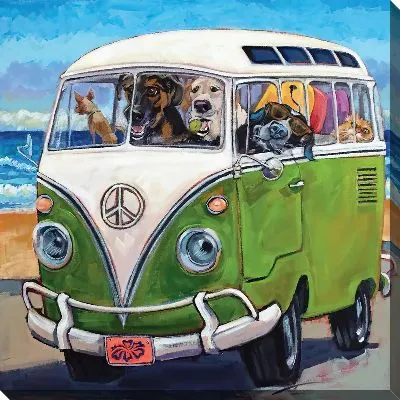 Картина маслом Путешествие собак в автомобиле