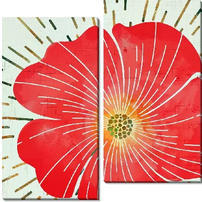 Модульная картина Гибискус с лучами