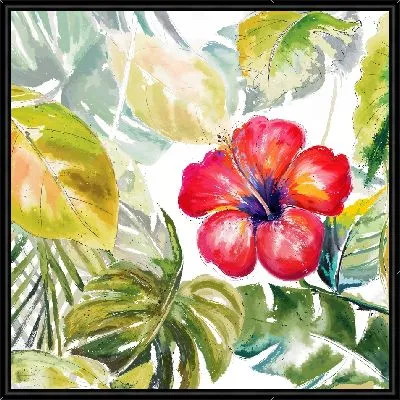 Тропические листья и гибискус