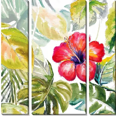 Тропические листья и гибискус