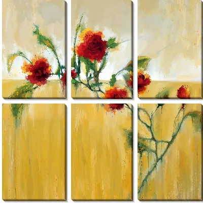 Модульная картина Ветка с цветками гибискуса