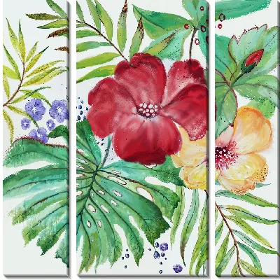 Гибискус и листья №13