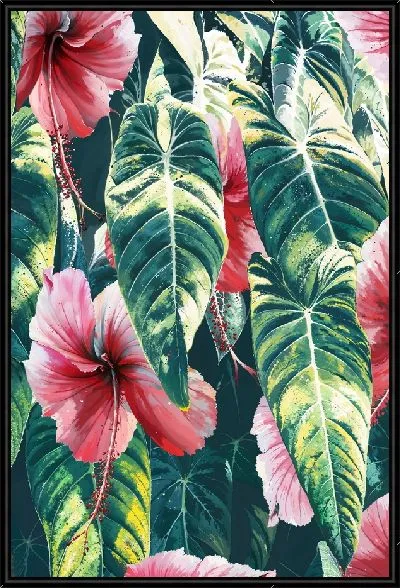 Картина Композиция с листьями и гибискусом №17