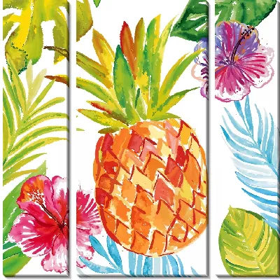 Модульная картина Ананас и гибискусы