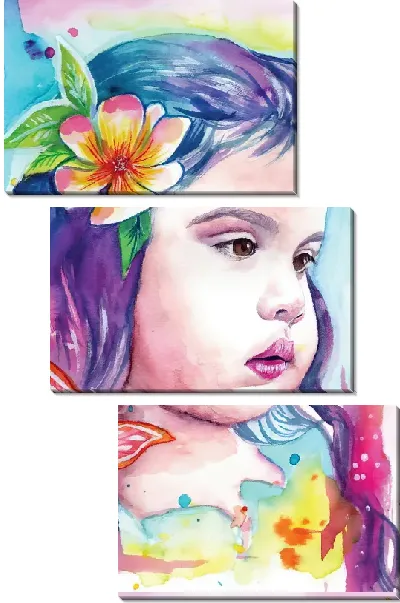 Модульная картина Девочка с гибискусами