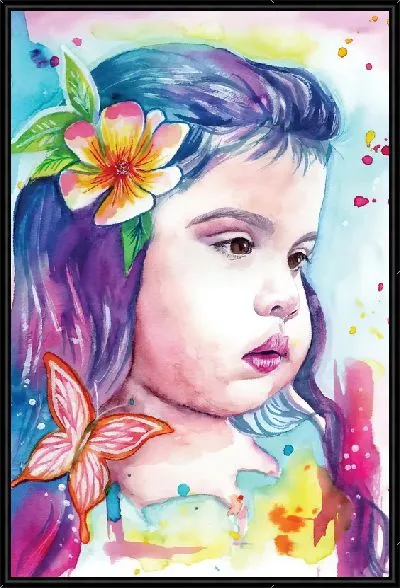 Картина Девочка с гибискусами