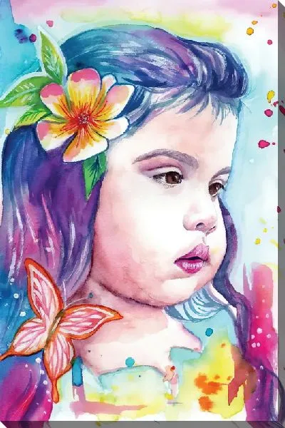 Картина маслом Девочка с гибискусами