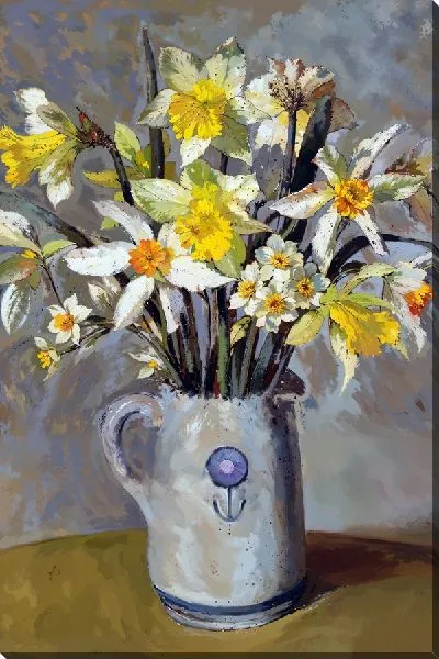 Картина маслом Нарциссы в вазе