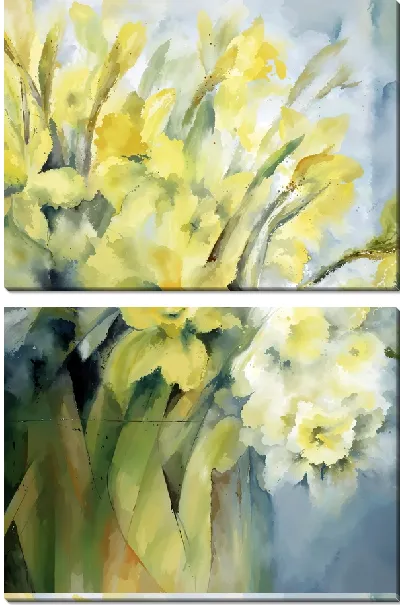 Модульная картина Нарциссы в вазе №2